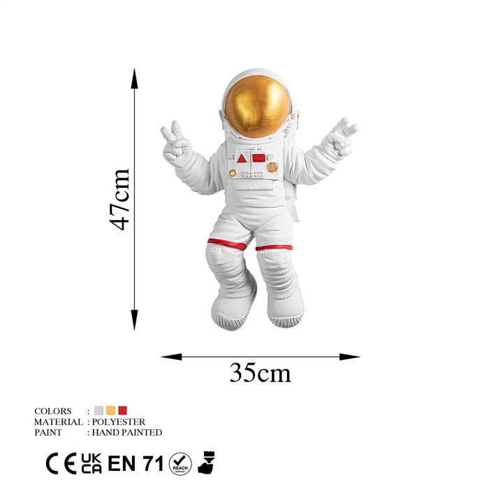 Wallity Peace Sign Astronaut - 1 Blanco y dorado